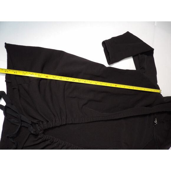 Vivian Shyu Black Cardigan Sweatshirt Medium Cinch Hem Open Tie Minimalist READ - Picture 10 of 16